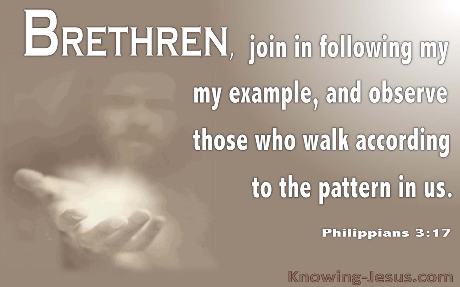 Philippians 3:17 Walk According To The Pattern In Us (brown)